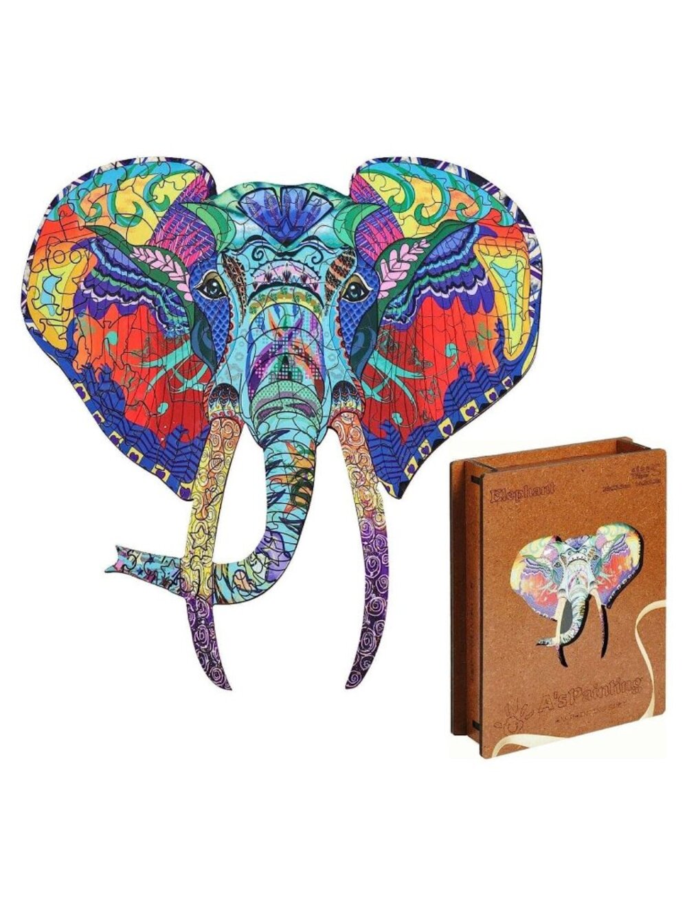 Wooden Puzzle for Adults 176 Unique Animal Shapes Jigsaw Pieces Natural Basswood